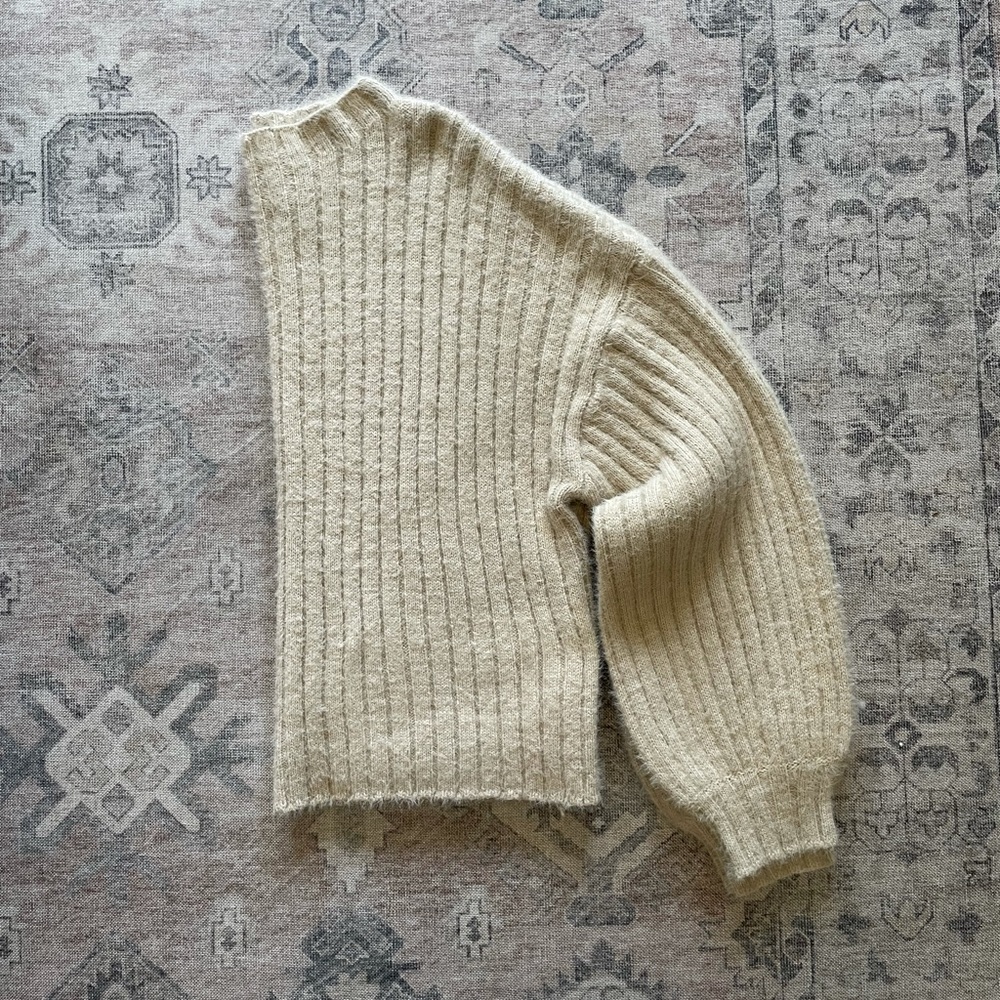 Lovers + Friends Beige Ribbed Lovely Sweater